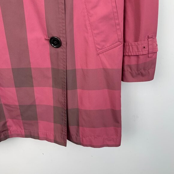 Burberry Womens Pink & Brown Plaid Polyester Trench Coat With Belt Size S - Picture 4 of 7